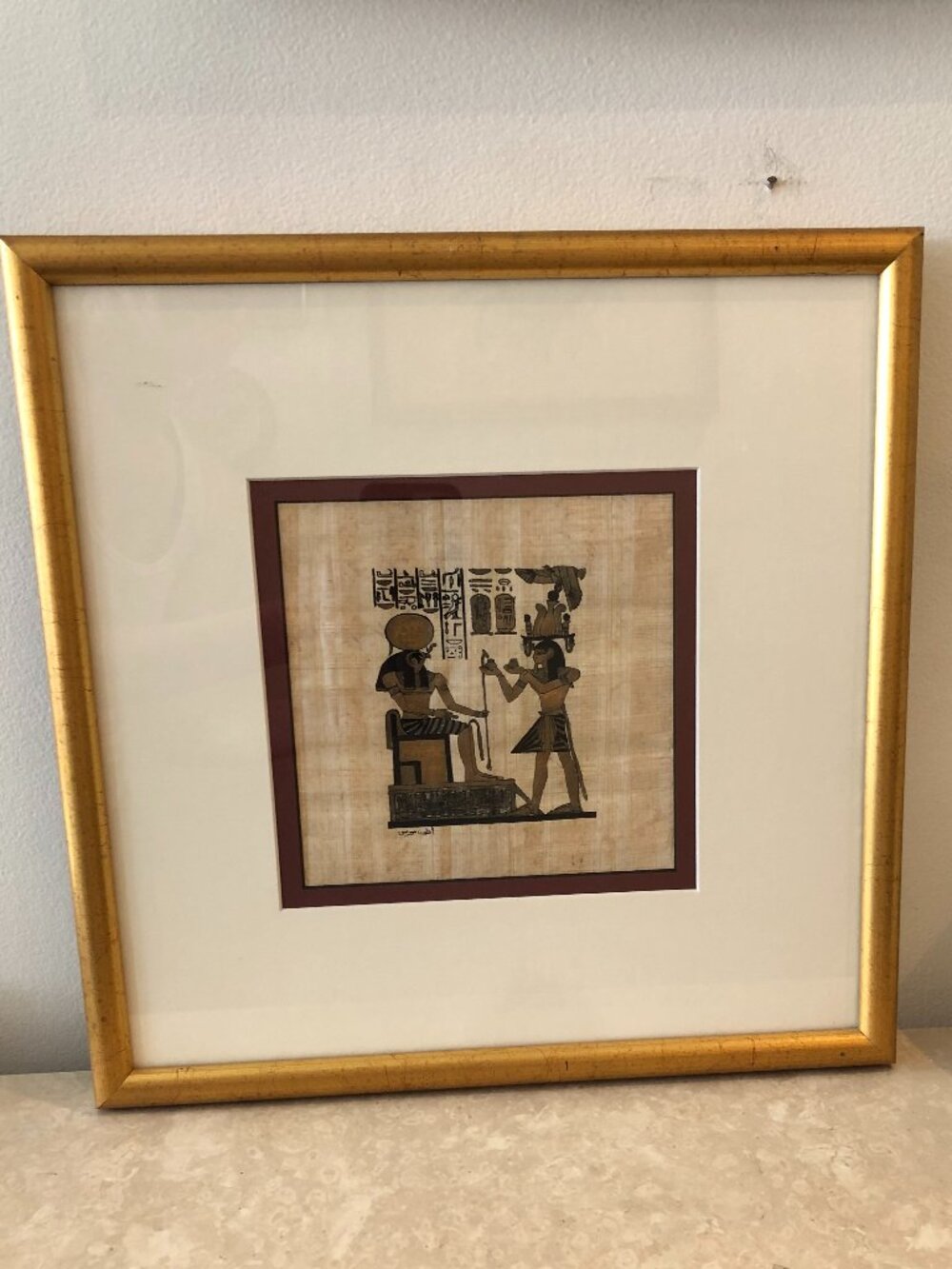 Authentic Vintage Gold Frame Egyptian Hieroglyph Papyrus Art Gods- Item 3